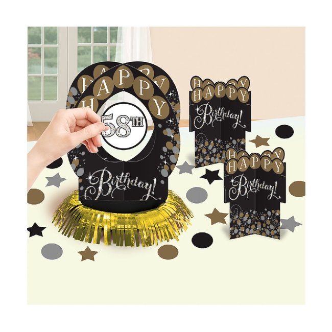 Centro de Mesa Gold Sparkling Celebration Add an Edad Table Decoration Kits 
