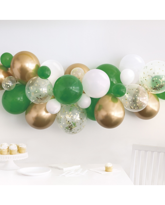 Kit Arco Globos Con Confeti Estrellas Oro Metal