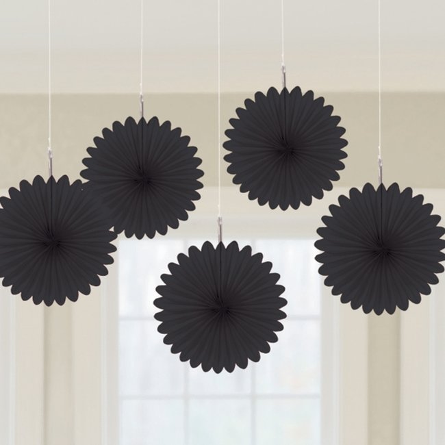 Rosetones de papel en negro-15,2cm