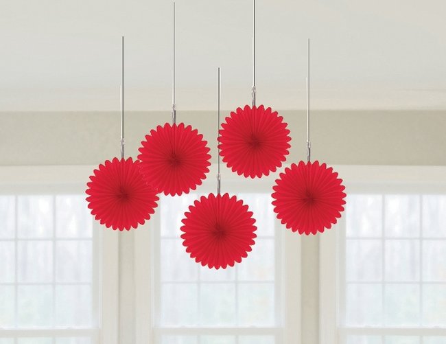 Rosetones de papel decorativos en rojo-15cm ***OFERTA DTO NO ACUMULABLE