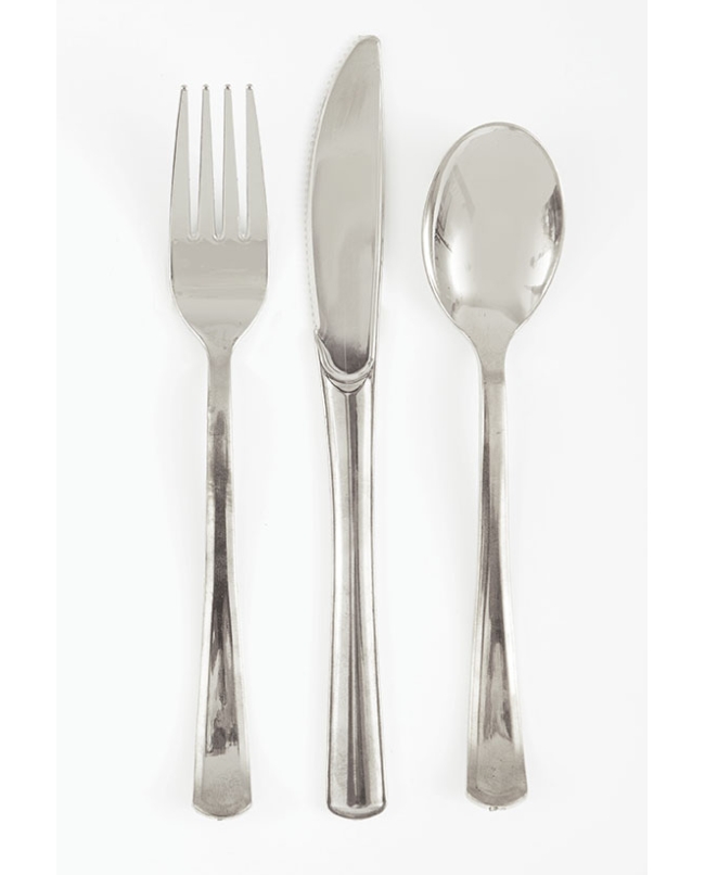 Cubiertos Plastico Plata Metal ***OFERTA DTO NO ACUMULABLE