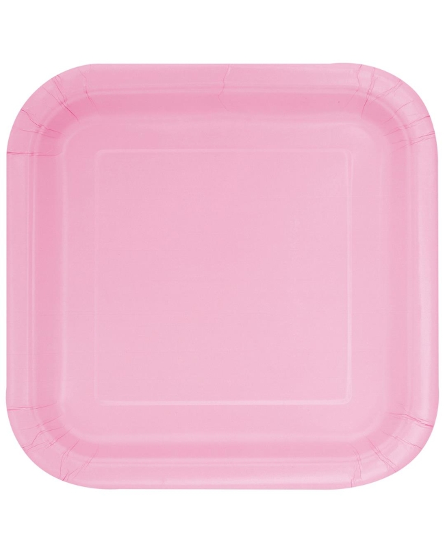 Platos 17,5cm Cuadrado Rosa Pastel Carton ***OFERTA DTO NO ACUMULABLE