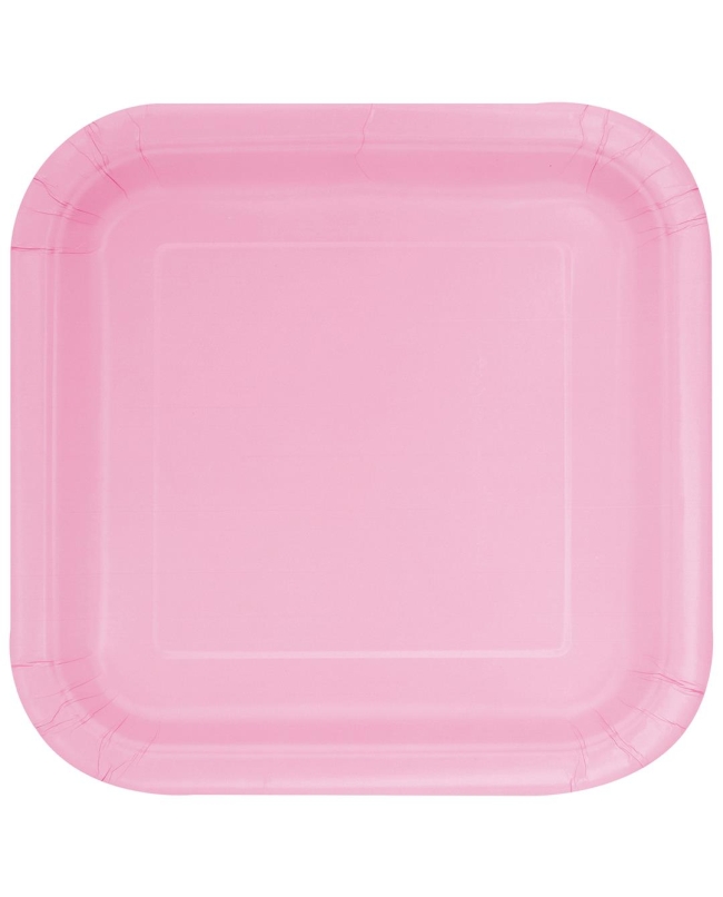 Platos 22,5cm Cuadrado Rosa Pastel Carton ***OFERTA DTO NO ACUMULABLE