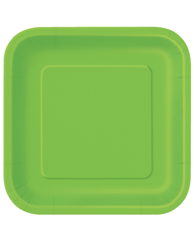 Platos 22,5cm Cuadrado Verde Lima Carton ***OFERTA DTO NO ACUMULABLE