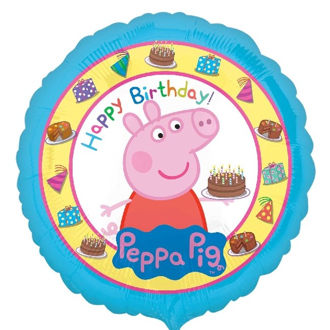 Globo Feliz Cumpleaños Peppa Pig - Aluminio 45cm