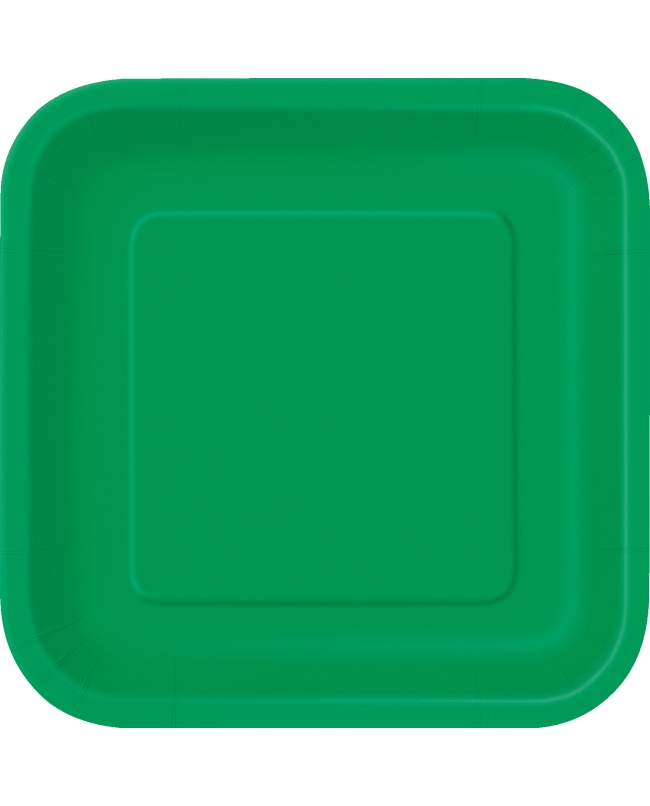 Platos 22,5cm Cuadrado Verde Esmeralda Carton ***OFERTA DTO NO ACUMULABLE