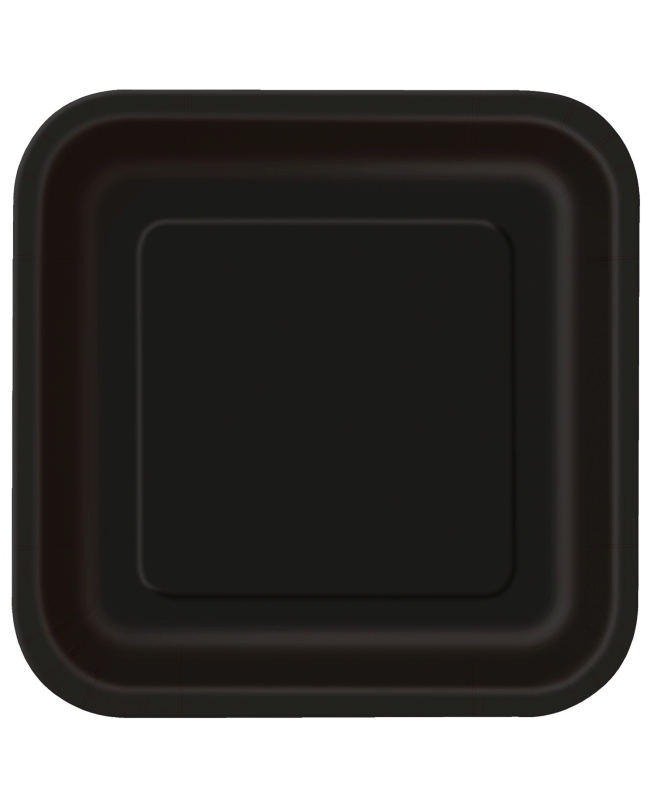 Platos 22,5cm Cuadrado Negro Carton ***OFERTA DTO NO ACUMULABLE