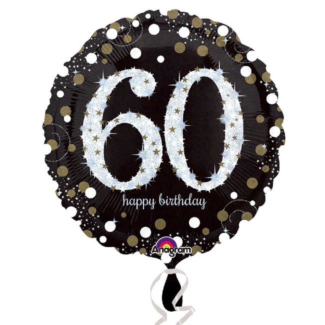 Globos de Cumpleaños 60 Dorado Centelleante - Aluminio 18''