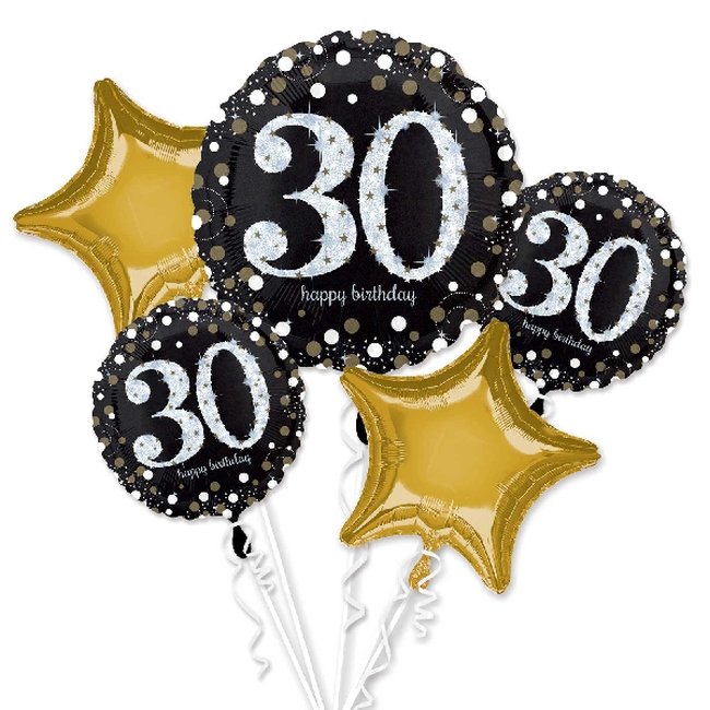 Bouquet de Globos de Cumpleaños 30 en 3D Celebración Sparkling - Metalizado 11cm
