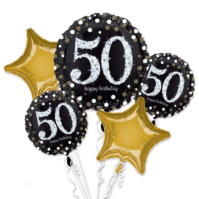 Bouquet de Globos de Cumpleaños 50 Celebración Sparkling - Metalizado 71cm