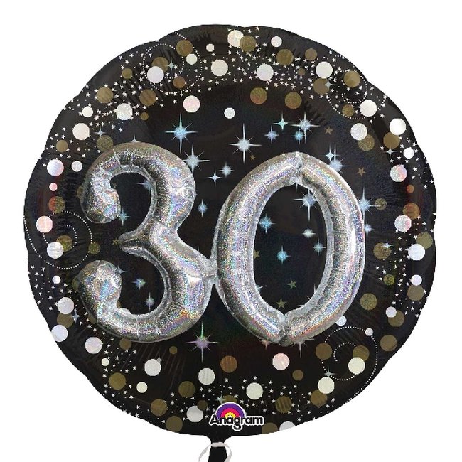 Globo de Cumpleaños 30 en 3D Celebración Sparkling - Metalizado 81cm