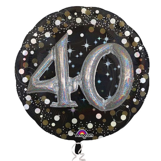 Globo de Cumpleaños 40 Celebración Sparkling 3D - Metalizado 81cm