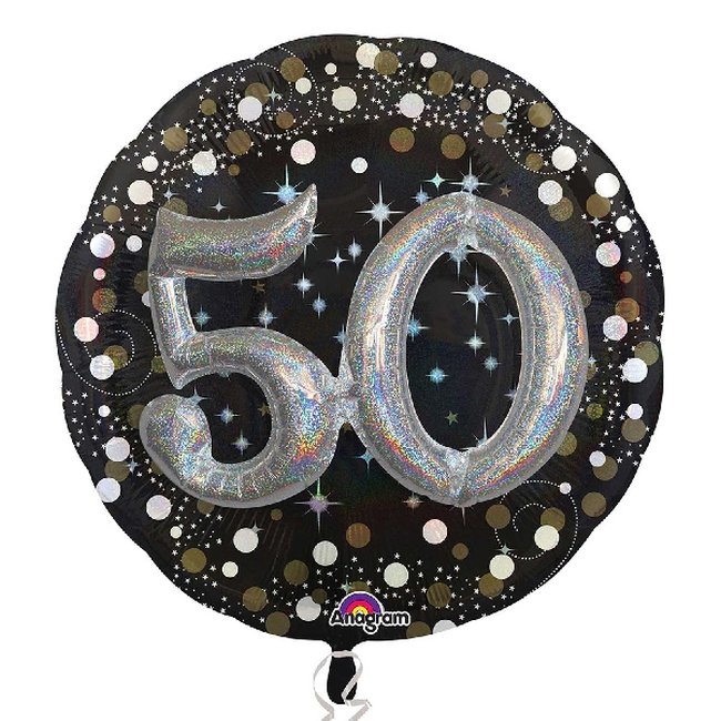 Globo de Cumpleaños 50 Celebración Sparkling 3D - Metalizado 81cm
