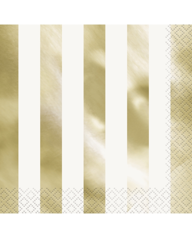 Servilletas 33X33cm Rayas Foil Oro Estamp.Metal