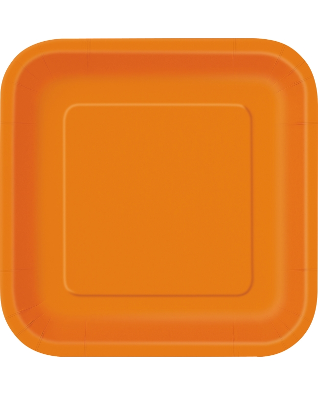 Platos 22,5cm Cuadrado Naranja Carton ***OFERTA DTO NO ACUMULABLE