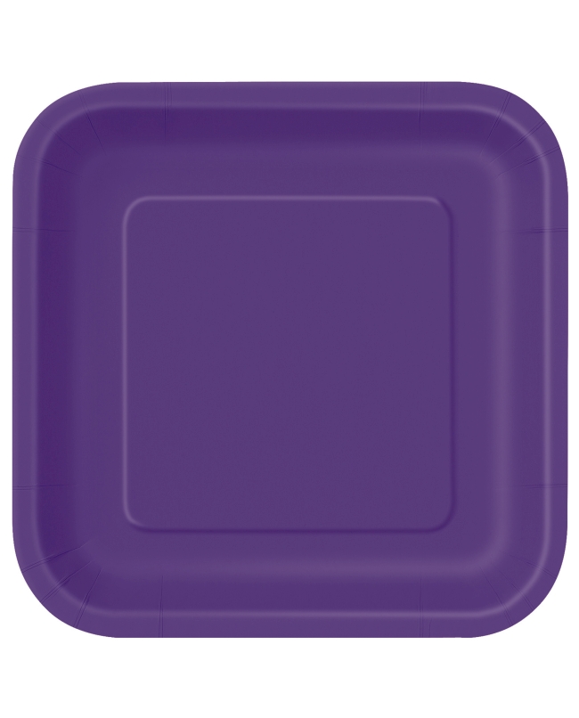 Platos 22,5cm Cuadrado Morado Oscuro Carton ***OFERTA DTO NO ACUMULABLE