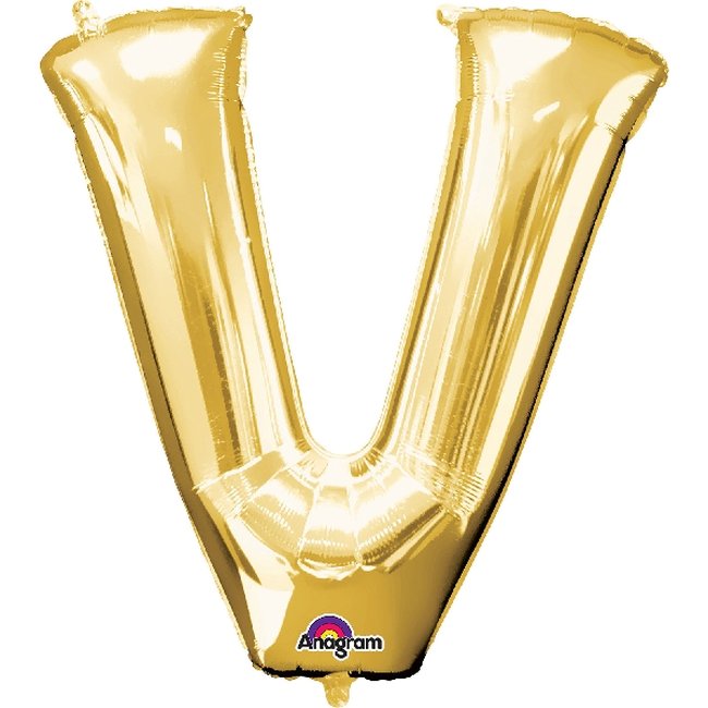 MINI AUTO-INFLABLE LETRA V ORO - Aluminio 40cm (DTO. NO ACUMULABLE)