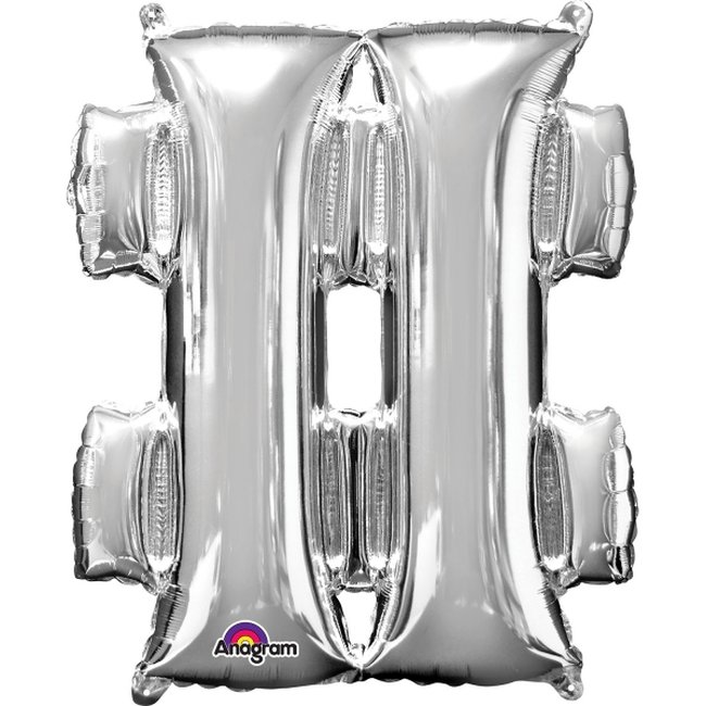 MINI AUTO-INFLABLE LETRA # PLATA - Aluminio 40cm (DTO. NO ACUMULABLE)