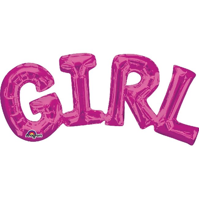 Globos Frase 'Girl' Metalizados Rosa Aluminio 22cm Baby Shower