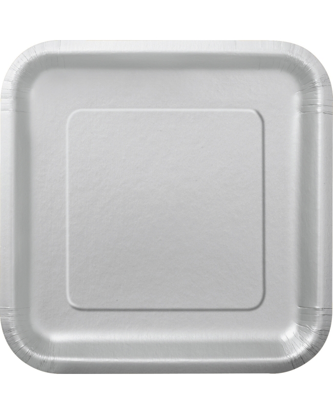 Platos 22,5cm Cuadrado Plata Carton ***OFERTA DTO NO ACUMULABLE