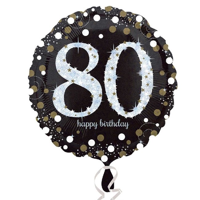 Globo Cumpleaños 80 Celebración Sparkling Oro - Aluminio 45cm