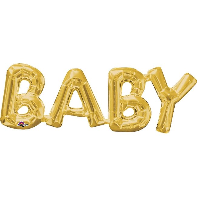 Globos Frase ''Baby'' Metalizados Oro Aluminio 22cm Baby Shower