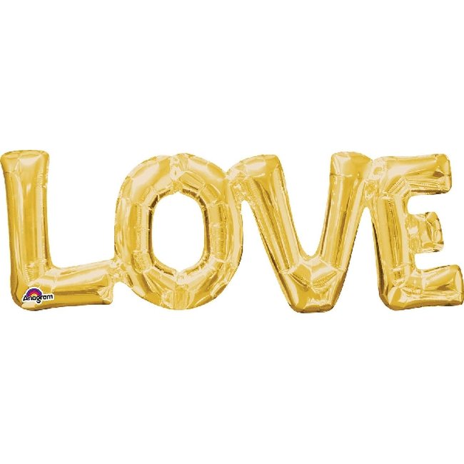 Globo dorado Frase Amor metalizado Love - 63cm