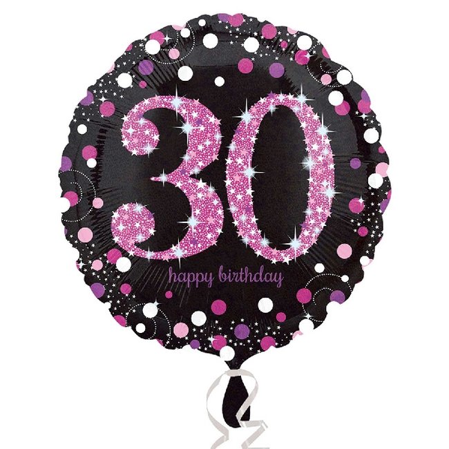 Globos de Cumpleaños 30 Rosa Centelleante - Aluminio 18''