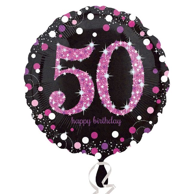 Globos de Cumpleaños 50 Rosa Centelleante - Aluminio 18''