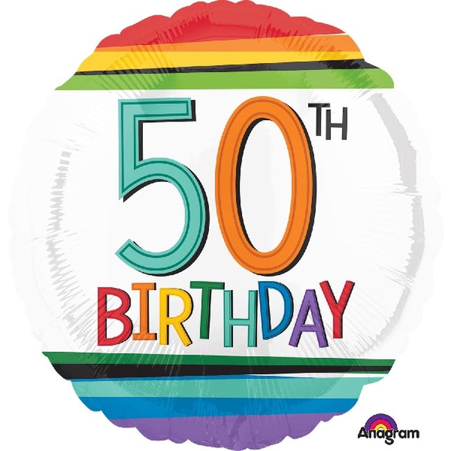 Globos de Cumpleaños 50 Arcoíris - Metalizado 45cm