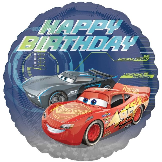 Globos Cars Feliz Cumpleaños - Metalizado 45cm