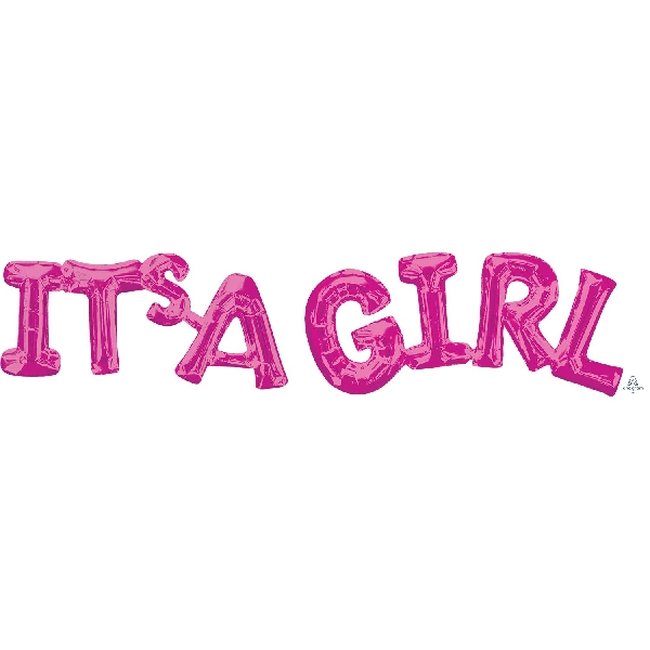 Globos Frase ''It&acute;s a Girl'' Metalizados Rosa Aluminio 101cm Baby Shower