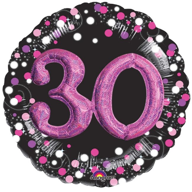 Globo de Cumpleaños 30 Celebración Rosa en 3D - Metalizado 91cm