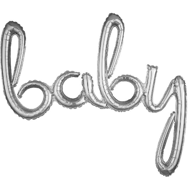 'Baby' Script Phrase Plata 39/99cm x 33/83c