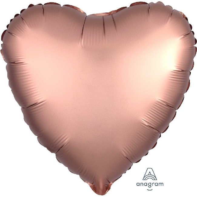 Globos Rosa Bronce Satinado Corazón Lujoso - Aluminio 18''