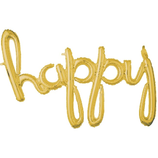 'Happy' Script Phrase Oro 39/99cm x 27/68cm
