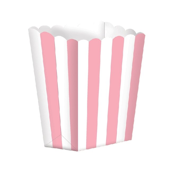 Cajas de palomitas rayadas blanco y rosa - 13cm