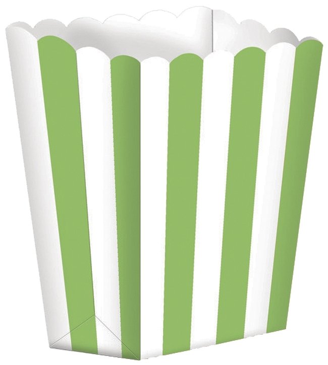 Cajas de palomitas rayadas blanco y verde kiwi - 13cm