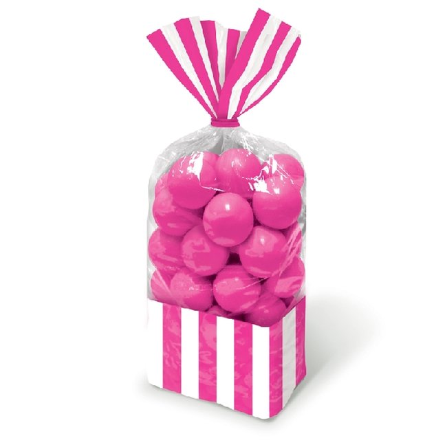 Bolsa Candy Buffet Striped Party Bright Pink 