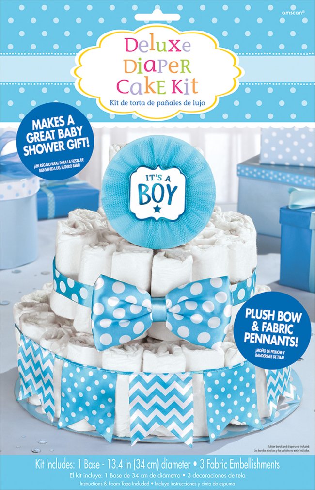 Kit Decoracion Para Tarta Pañales Niño 4Pc 34cm 