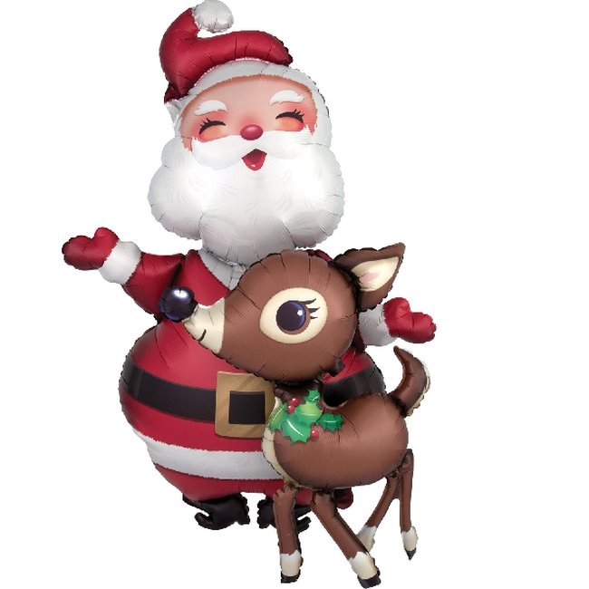 Awk Santa & Reindeer 78cm X 121cm