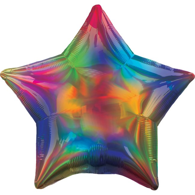 Globo estrella en colores arcoiris iridiscente - metalizado 45cm