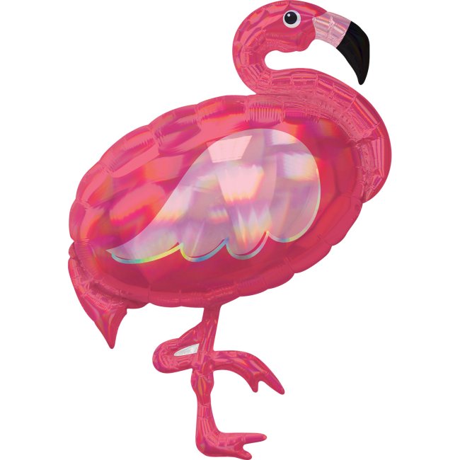 Globo con forma de flamenco rosado iridiscente - metalizado 83cm - Globos Flamingo