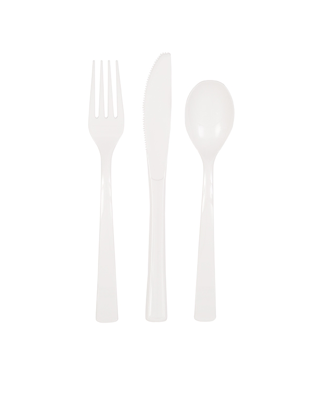 Cubiertos Plastico Blanco ***OFERTA DTO NO ACUMULABLE