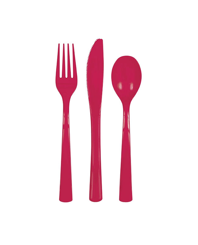Cubiertos Plastico Rojo ***OFERTA DTO NO ACUMULABLE