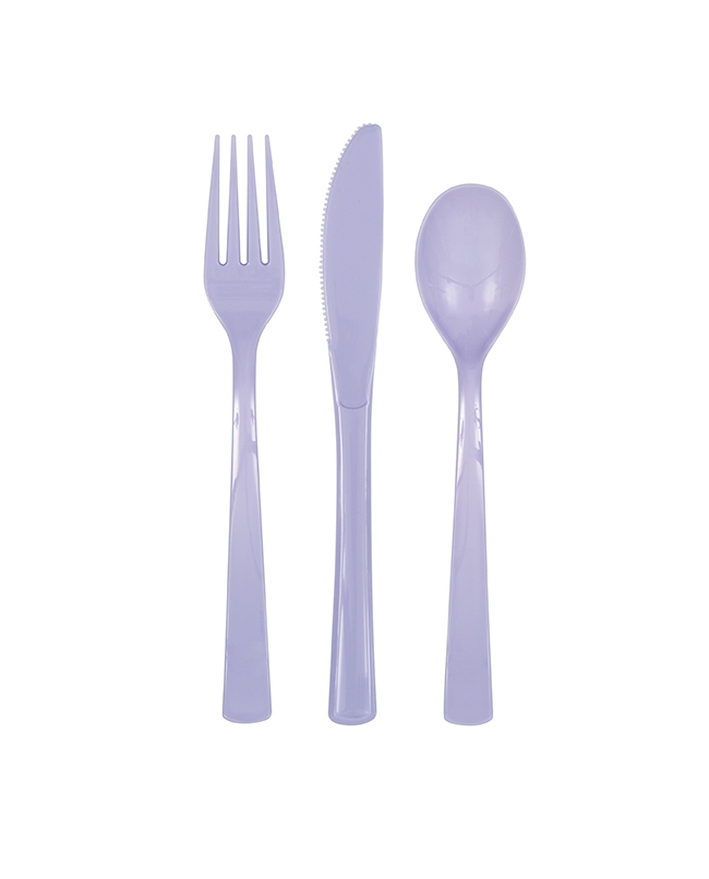 Cubiertos Plastico Lila ***OFERTA DTO NO ACUMULABLE