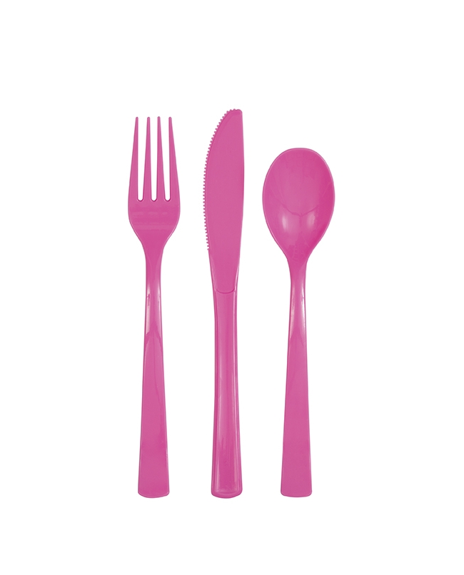 Cubiertos Plastico Fucsia ***OFERTA DTO NO ACUMULABLE