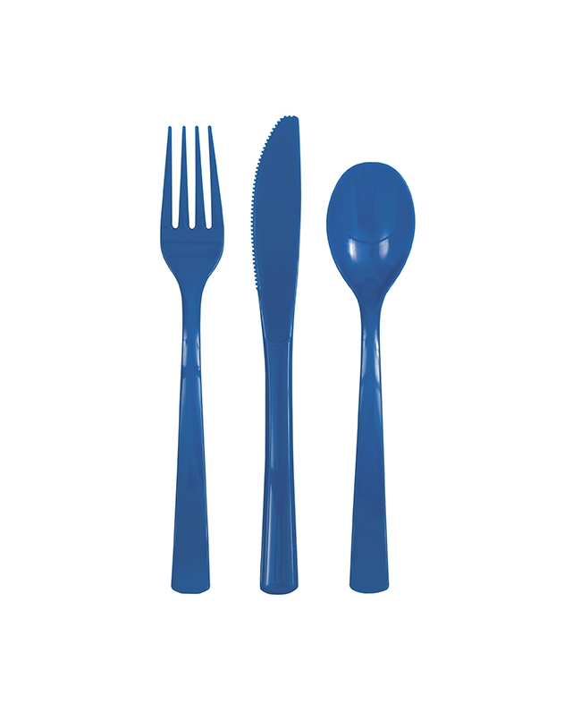 Cubiertos Plastico Azul Real ***OFERTA DTO NO ACUMULABLE