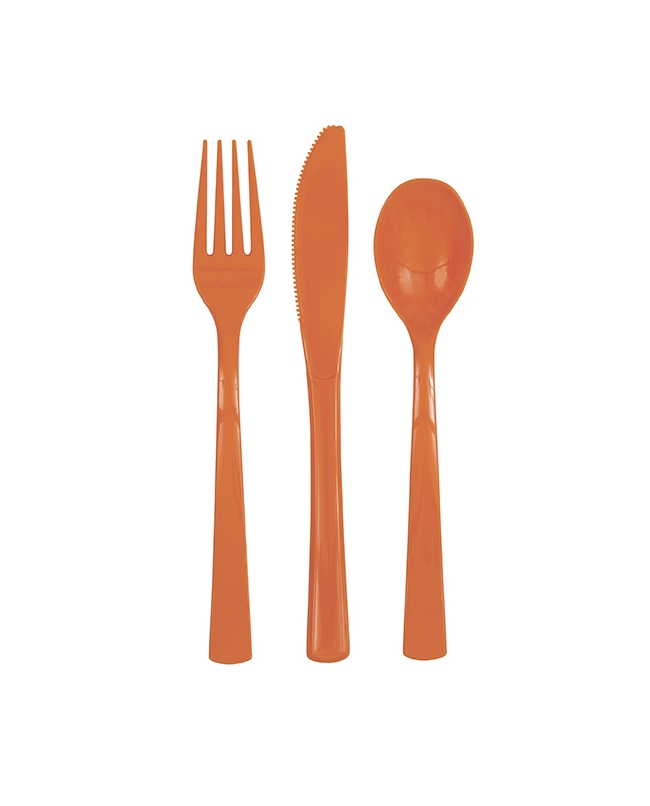 Cubiertos Plastico Naranja ***OFERTA DTO NO ACUMULABLE