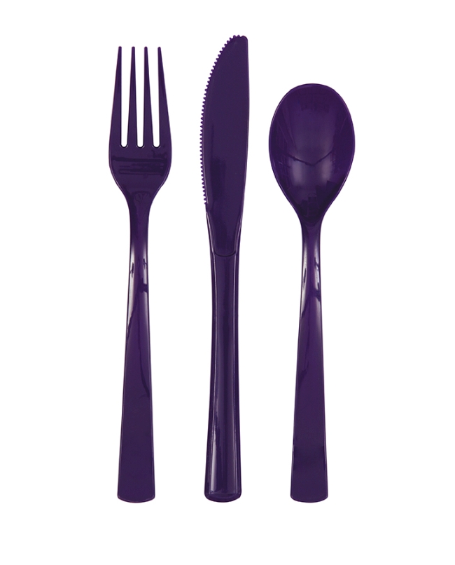 Cubiertos Plastico Morado Oscuro ***OFERTA DTO NO ACUMULABLE